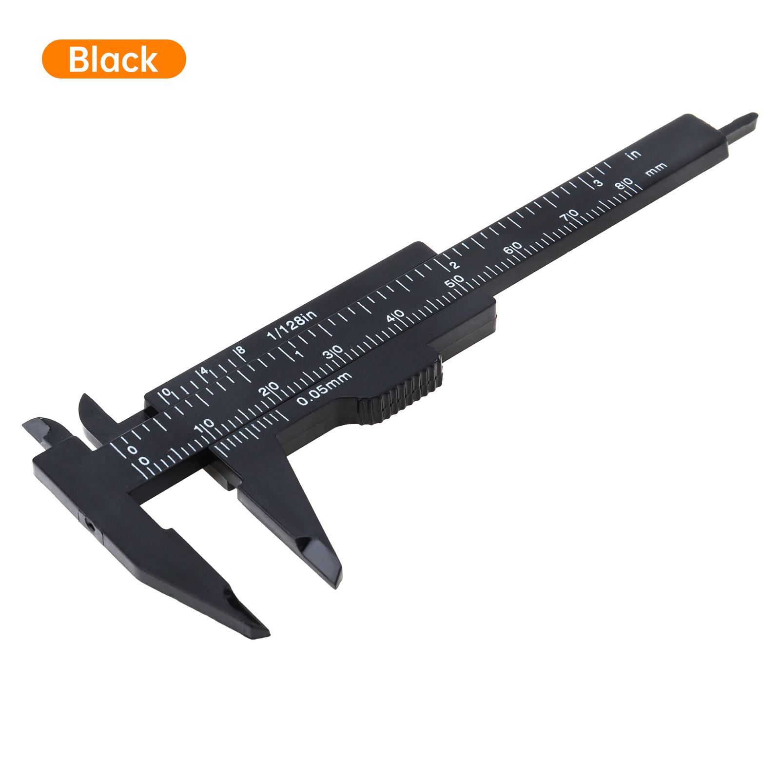 

0-80 мм / 0-3 дюйма Метрическая и дюймовая шкала Черный / Синий / Красный Пластиковый штангенциркуль для столярных работ / Измерения ювелирных изделий / Студенческий, Мини-измерительный инструмент чёрный