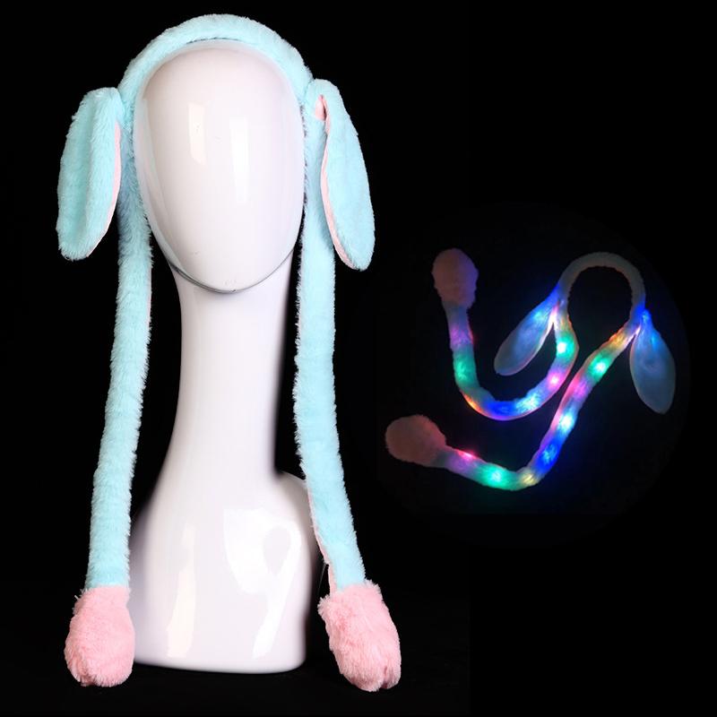 Lindo Gorro de Orejas de Conejo Brillante Diadema Dulce Puede Mover Orejas de Conejo Juguete de Peluche Aro para el Pelo Fiesta Po Accesorios Sombrerería Regalo