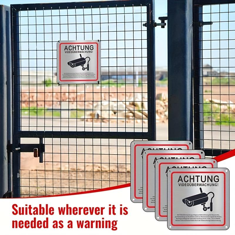 1PC Durable Aluminum Security Surveillance Signs - German "Achtung Video Überwachung" with Camera Icon