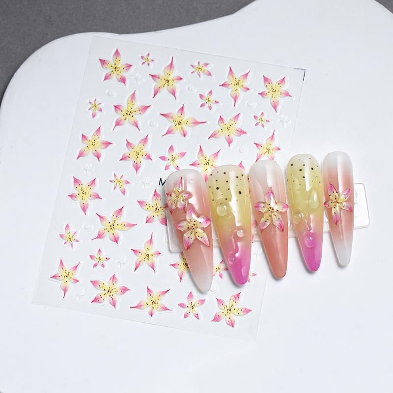 

Крижана прозора квітка лілії. Наклейка для нігтів. 3D-рельєф. Тонка, міцна наклейка для нігтів. Лілія. Манікюрний декор. рожевий