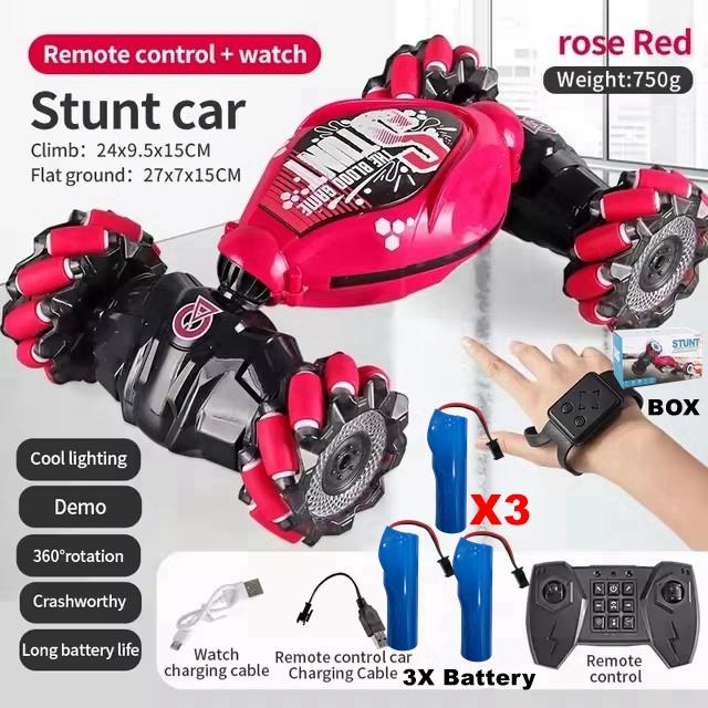 Rc Drift Car With Music Led Lights 2.4g Gesture Radio Remote Control Spray Stunt Car 360° Rotating Climbing Car Toys Gift