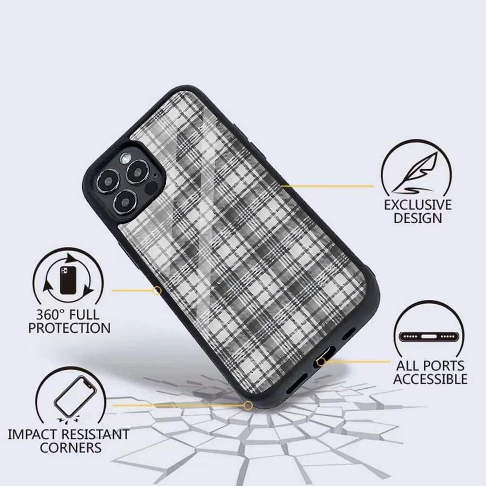 White Black Plaid Print Phone Case For IPhone 16 15 14 13 Pro Max 11 12 Mini Alex Mirror For Magsafe Wireless Charging Cover