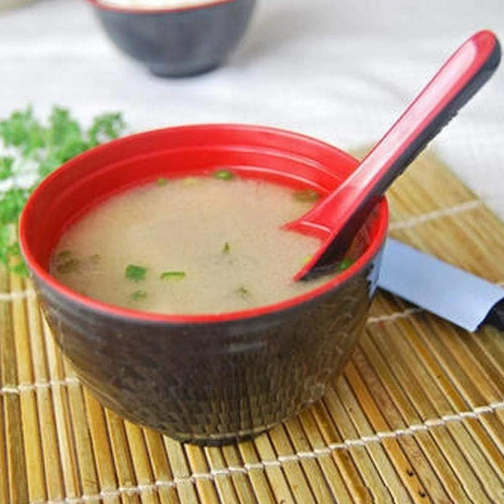 1/2/3pcs Red and Black Anti-Shock Spoons Japanese Rice Spoon Dumplings Porridge Soup Spoon Restaurant Bar Kitchen Cutlery