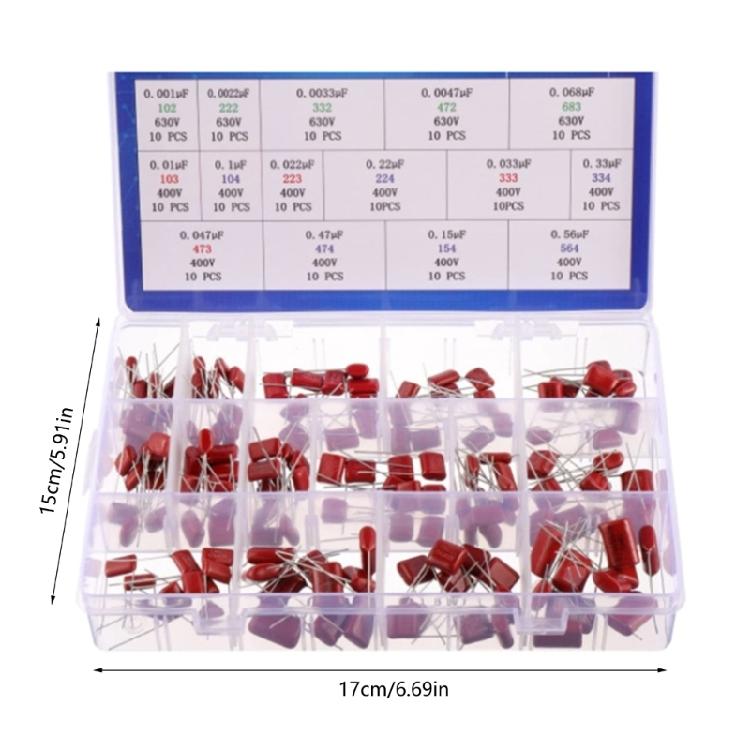 400V/0.01uF ~ 0.56uF 630V/ 0.001uF ~ 0.068uF Polypropylene Safety Capacitor Set