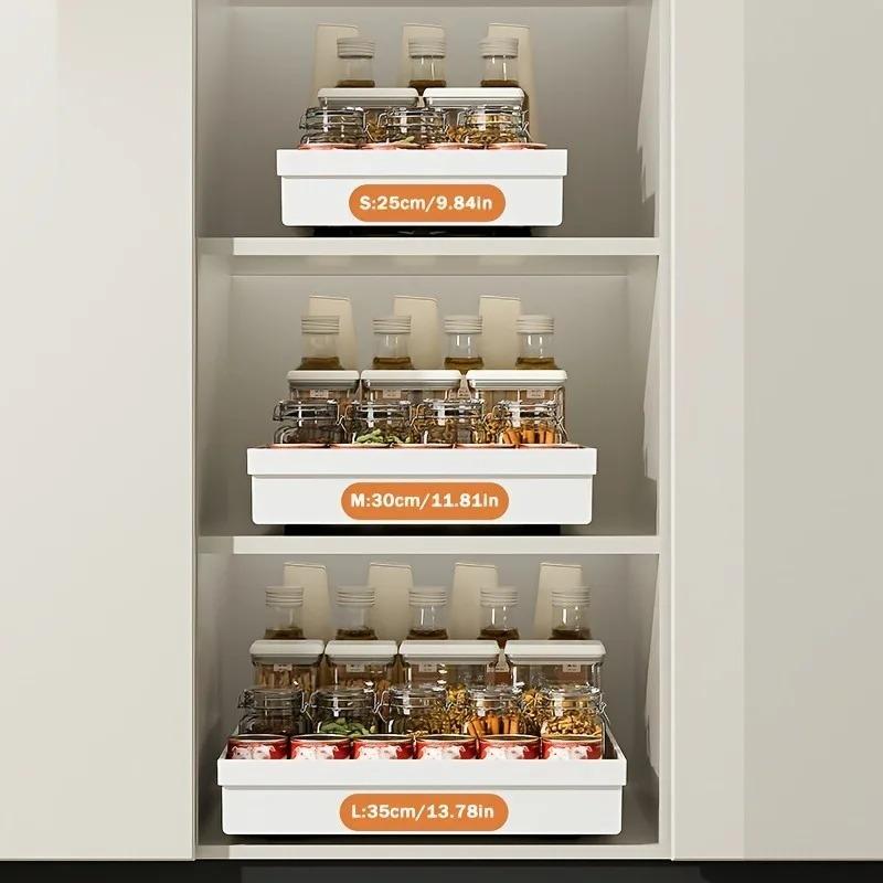 No-Drill Slide-Out Organizer, Heavy Duty Cabinet Storage Tray, Space-Saving Under Sink Organizer for Kitchen, Easy Install
