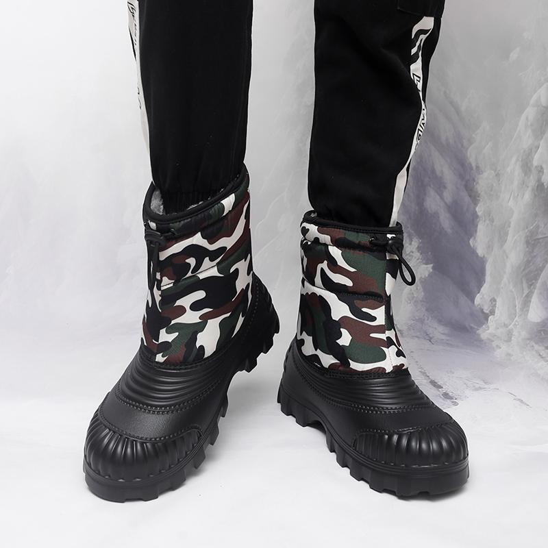 Men's Winter Warm Snow Boots Rubber Hiking Boots Outdoor Mid Calf Camouflage Duck Boots Waterproof  Plus Size