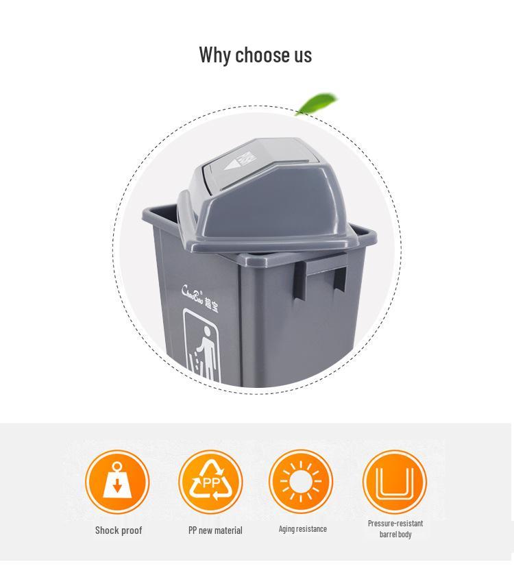 Chao Bao Pop-Up Lid Square Trash Can - Large Capacity for Indoor/Outdoor Use