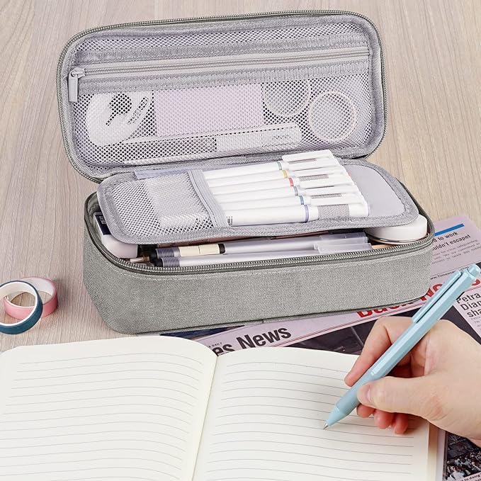 WEMATE Large Capacity Pencil Stylish Zippered Pen Powerful Organization and Gadget Storage Business for Elementary School High School and College