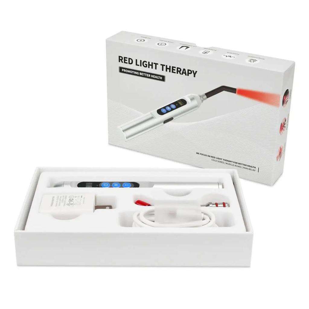 Tuhopeta Red Light Therapy Device for Mouth Sores 660nm 850nm Near-Infrared LED Skin Care Wand for Cold Sore Treatment