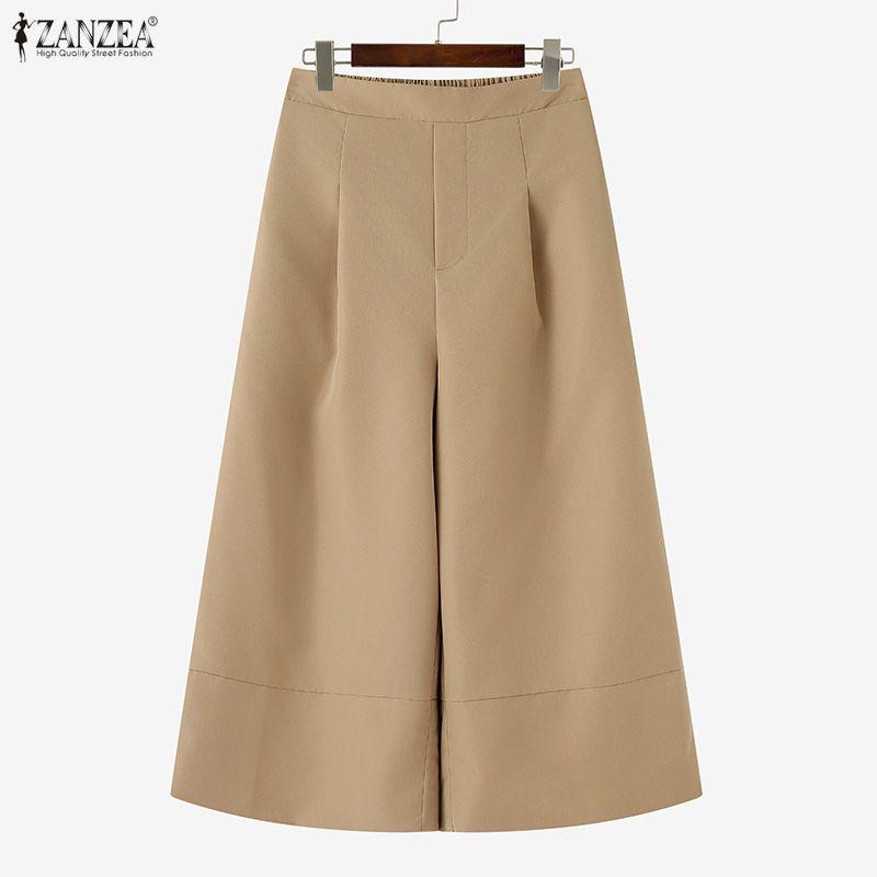 ZANZEA Women Casual Solid Color Loose A-Line Capri Pants