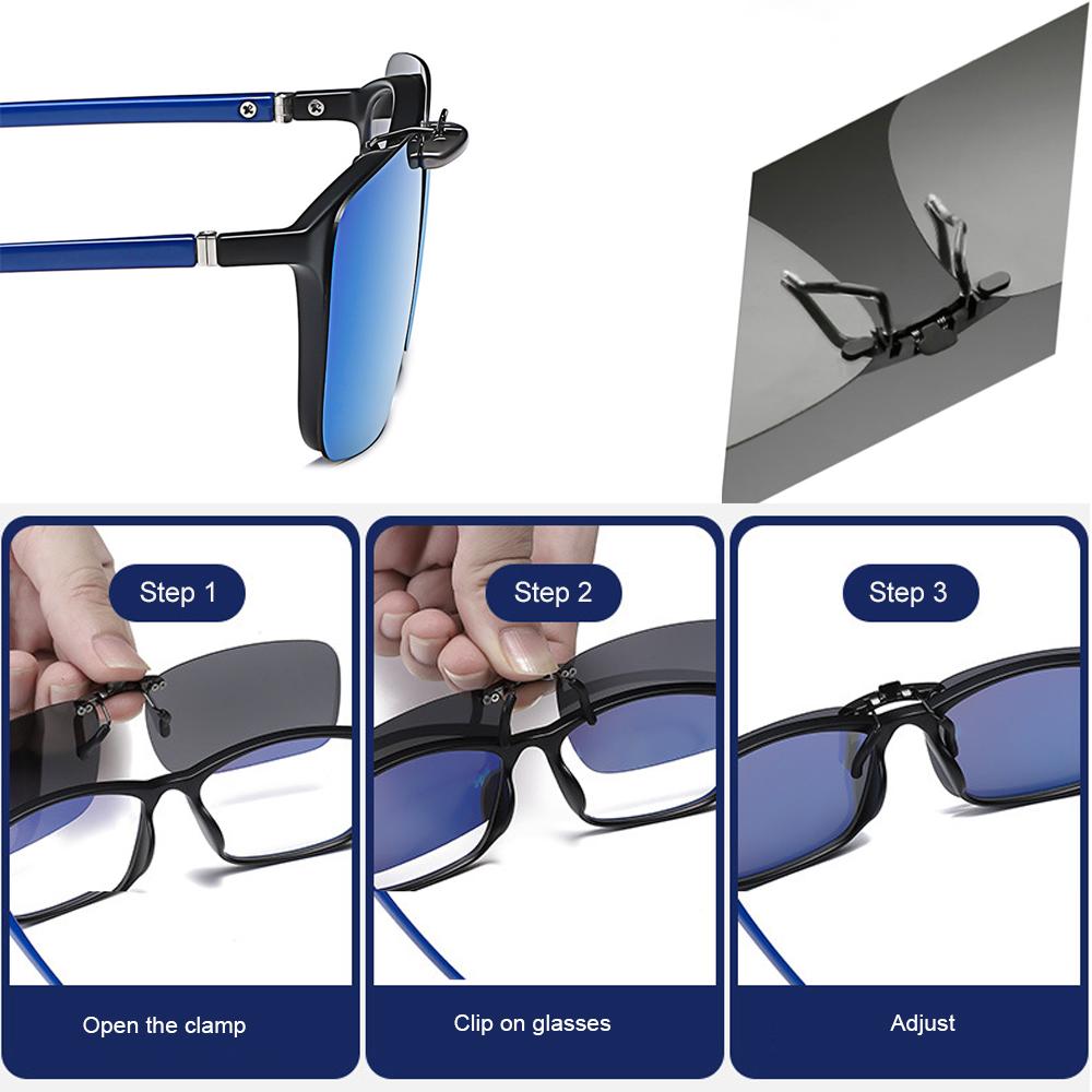 Vivibee Occhiali da Sole da Pesca da Uomo Clip-on a Specchio Blu Occhiali Polarizzati Uv400 da Donna Quadrati Visione Notturna Guida Occhiali da Sole