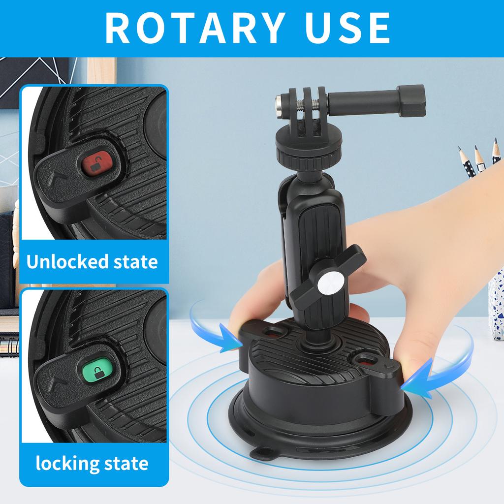 K01LP Para GoPro Haste de Extensão Suporte de Ventosa Suporte Câmera de Ação Carro Casa Suporte