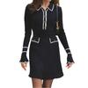 Ladies' Casual Color Long Sleeved Flared Knit Slimming Lapel Dress