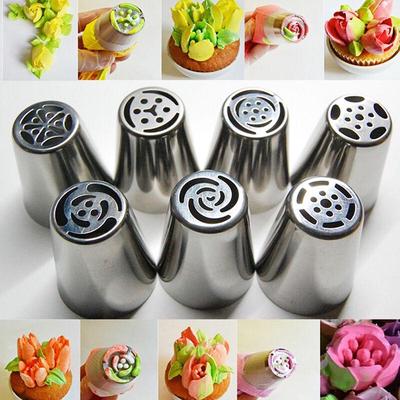 7-teiliges Easy Flower Piping Blossom Tool Kit Set Kuchen Cupcake Icing Düsen Tipps Rose Tulpe