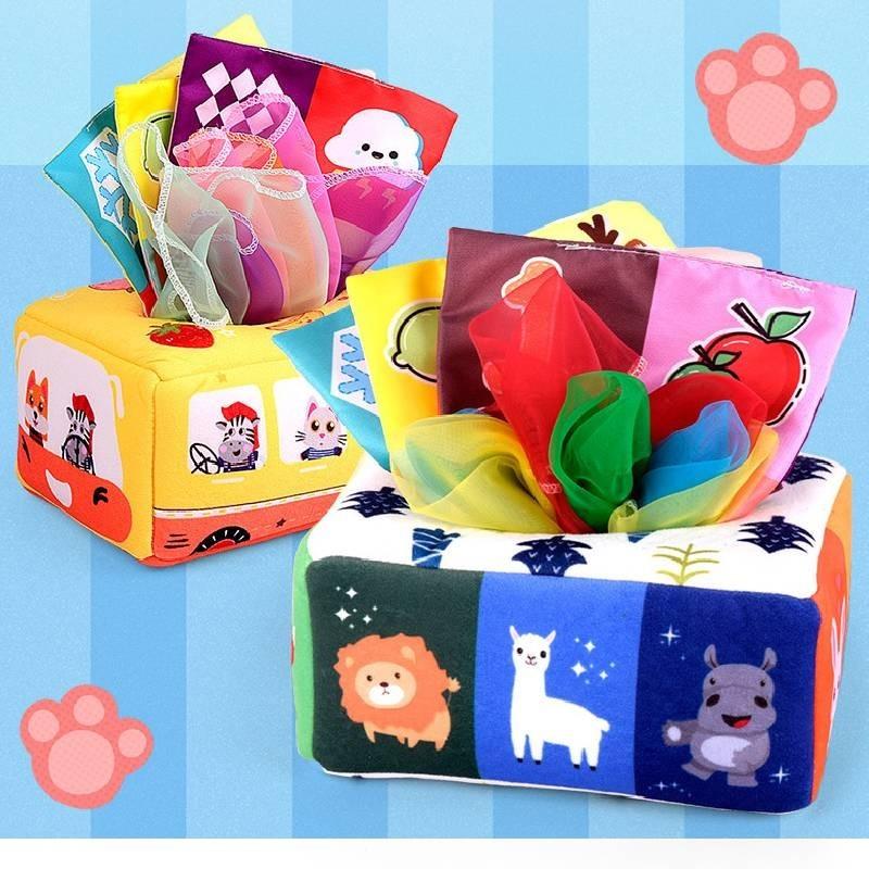 Strapazierfähiges Baby-Taschentuchbox-Spielzeug Für die Früherziehung Weicher Stoff Reißfest Für 0-1-Jährige