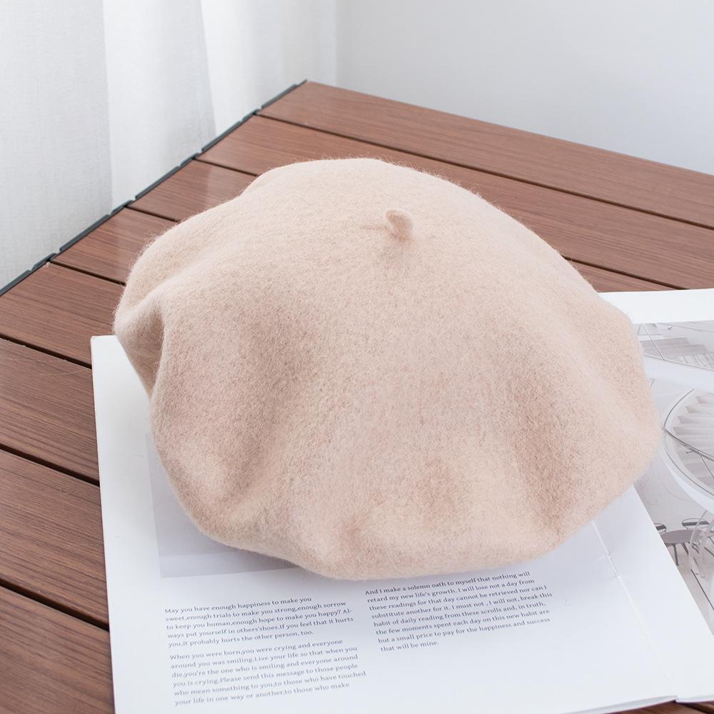 Berretto Donna Britannico Vintage Autunno e Inverno Lana Pittore Cappello Signora Cappello Bocciolo Versatile Tendenza ins