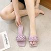 Fashion Fashion Breathable Woman Shoes 2025 Summer New Square Toe Flat Shoe Simple Versatile Women's Slippers Anti Slip Women Home Shoes