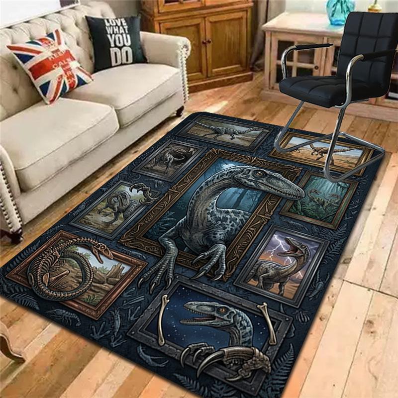 Dinosaur Collection Pattern Rug Floor Mat for Living Room or Bedroom Soft and Comfortable Carpet a Gift for Birthday and Holiday.