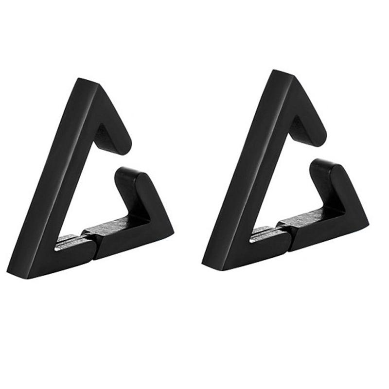 2pieces Punk Titanium Steel Ear Clip Earrings For Men Women Print Pattern Black No Pierced Fake Ear Circle New Pop Jewelry