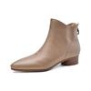 Retro velvet short cotton boots women's new autumn and winter soft leather bare boots pointed low thick heel soft leather single boots