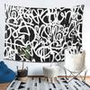 Wandteppich mit Graffiti-Motiv in Schwarz-Weiß – Ästhetische Wanddekoration für Wohnzimmer, Schlafzimmer und Zuhause