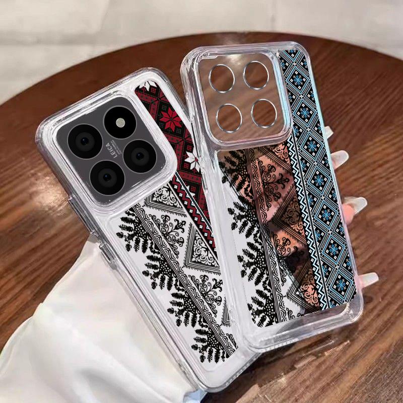 Komplexes Muster Transparente Hülle für Xiaomi 14T 13T Pro Redmi Poco X6 Pro M6 X5 Note 14 Pro 13 12 11 Weiches Silikon Stoßfest Klar Schlanke Handyhülle