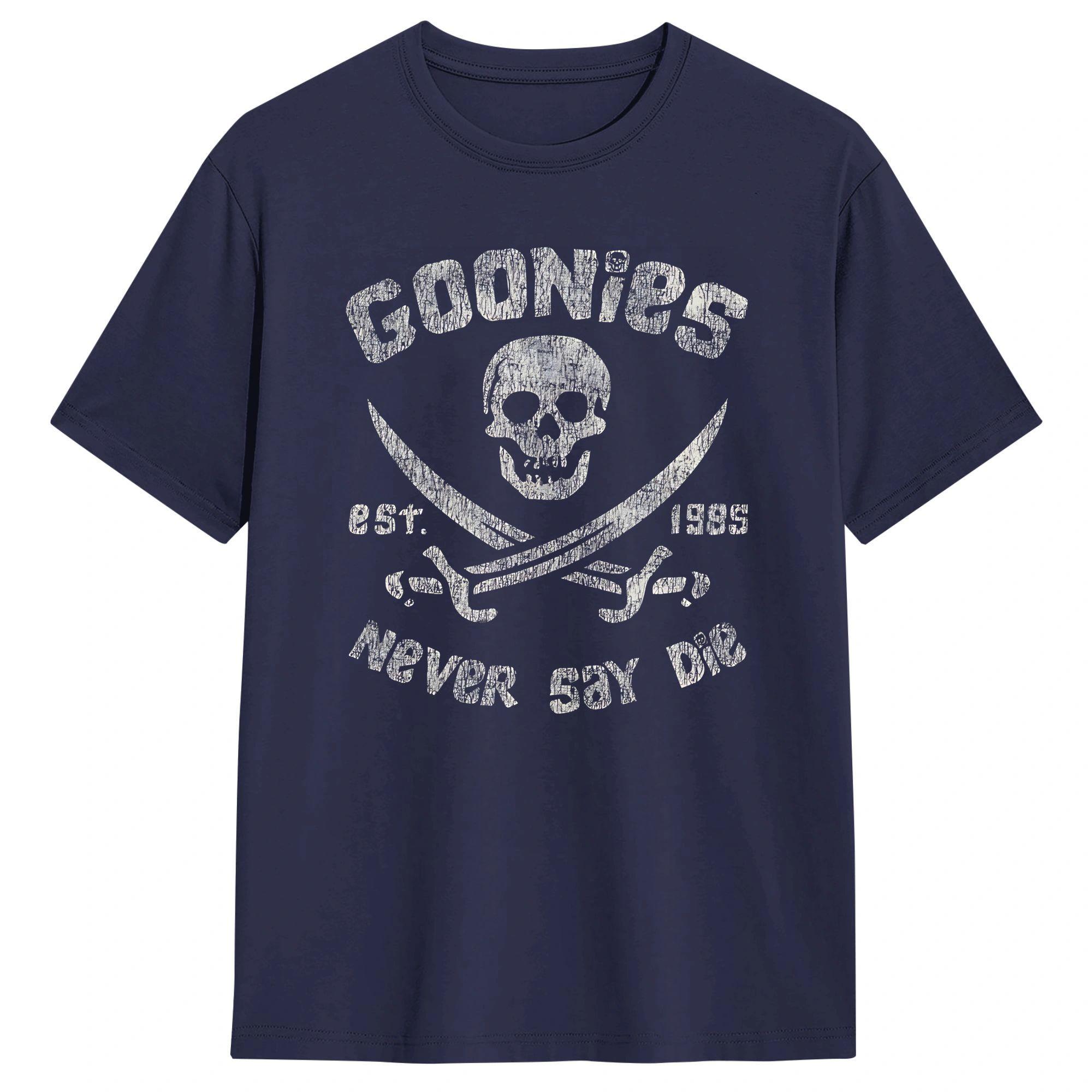 

The Goonies Never Say Die Worn Out TShirt for Men Novelty 100 Cotton Tee Shirt O Neck Short Sleeve T Shirt Gift Idea Clothing 4XL