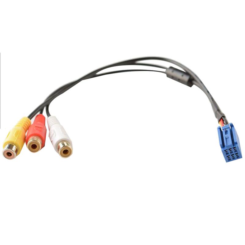 Car RCA Female Audio Video AV-In Cable Wire For Toyota Headunit 6Pin Blue A/V Port 3040