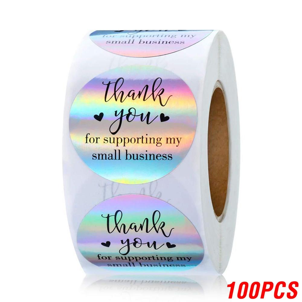 100-500Pcs High-Quality Rainbow High-Quality Laser High-Quality Thank High-Quality You High-Quality Stickers 1Inch High-Quality Small High-Quality