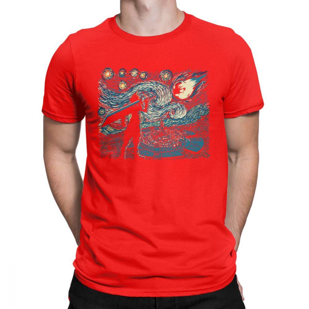 Men Starry Fantasy Van Gogh Final Fantasy T Shirts Portrait Vincent Pop Art Game Cotton Funny Short Sleeve Tees Gift T-Shirts
