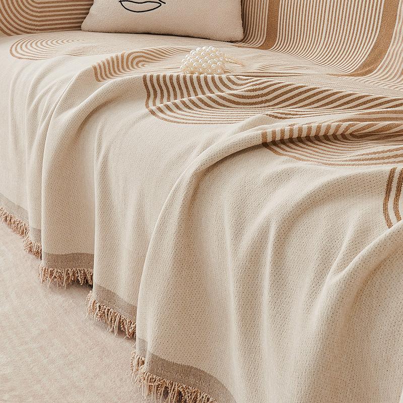 Chenille Four Seasons Universal Line Solid Color Minimalist Home Bedroom Living Room Sofa Integrated Full Cover Towel Cloth