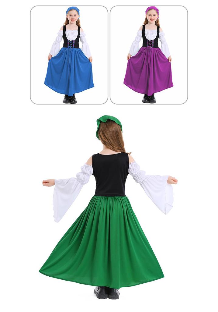 Children's Medieval Farm Costume Dress for Halloween and Festivals