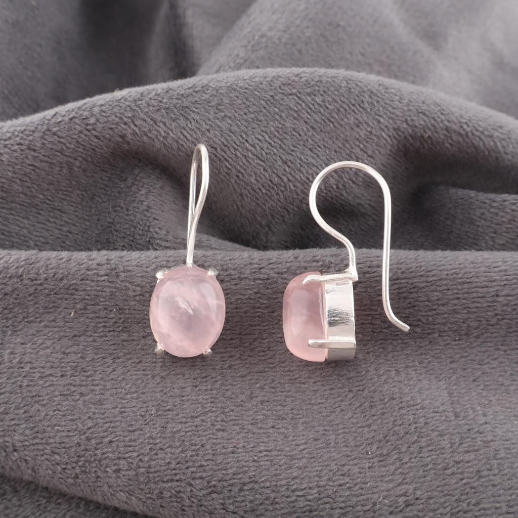 Rose Quartz Gemstone Jewelry, 925 solid Sterling Silver Earrings, AAA+ Silver Jewelry Handmade Adorable Gift For Her