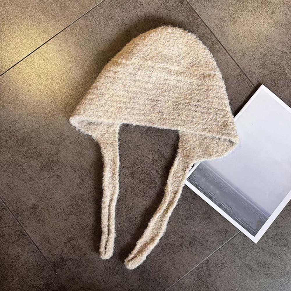 Acrylic Fibers Knitted Hooded Cap Double Side Winter Neckerchief Hat  Warmer