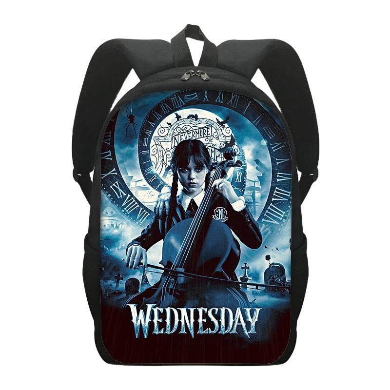 

2023 New Wednesday Addams Backpack For Elementary School Students Double Layer Design For Boys And Girls Style A,S