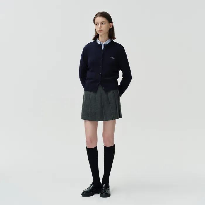 Heart Charm Wool Knee Socks - Black