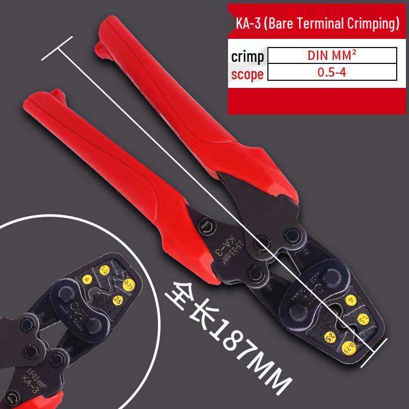 Multi-functional Crimping and Wire Stripper Pliers with Cold Crimp Terminals and PT Insulated Insert Terminal.
