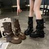 Martin boots women's 2025 new British style thick-soled small medium boots women's heightened western stacking pants tube boots