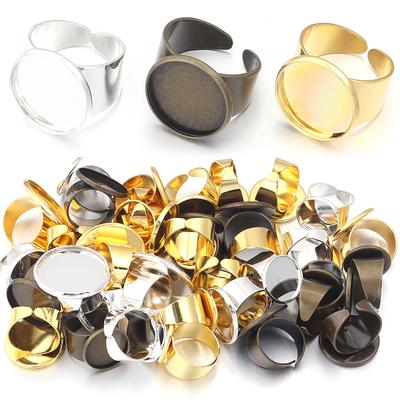 5pcs/lot 16/18/20/25mm Copper Plated Adjustable Ring Setting Blank Tray Base For Jewelry Making DIY Rings Accessories Wholesale