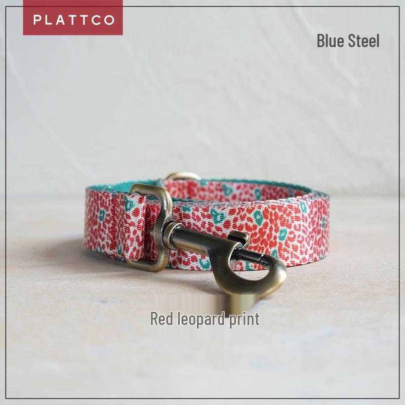 PLATTCO Red Leopard Print Nylon Pet Collar and Leash (PDL332) M 2.5cm (42-48cm)