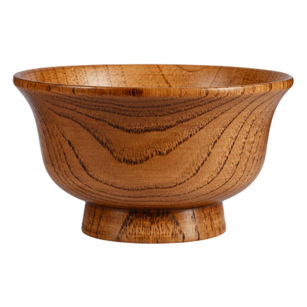 

190/240/300/425/475ml Wooden Bowl Reusable Round Thickened Anti-scalding High-footed Mongolia Style Rice Bowl Kitchen Utensil