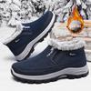 Winter Men Fleece Lined Slip On Shoes, Warm Fabric Upper Soft Sole Cold Proof Outdoor Casual Footwear