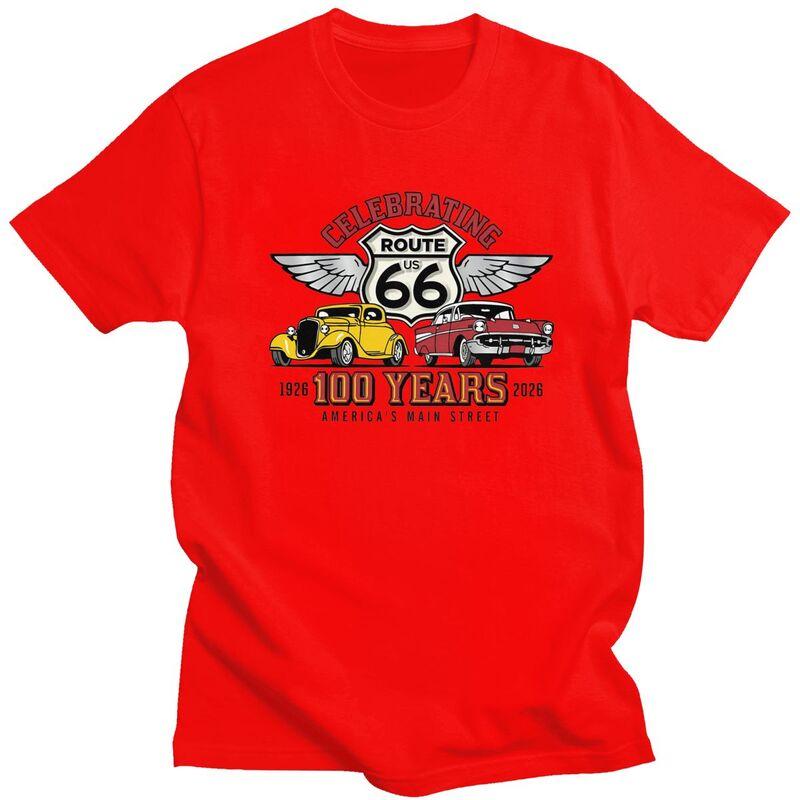 Custom Americas Highway Route 66 T Shirt Men Short Sleeve Pure Cotton Tshirt Tees Fashion Tshirts S