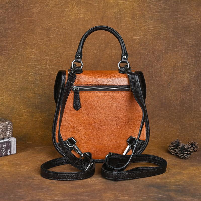 Vintage Design Women Mini Backpacks Genuine Leather Shoulder Bags for Ladies Brand Fashion Handbags Crossbody Bags GZW