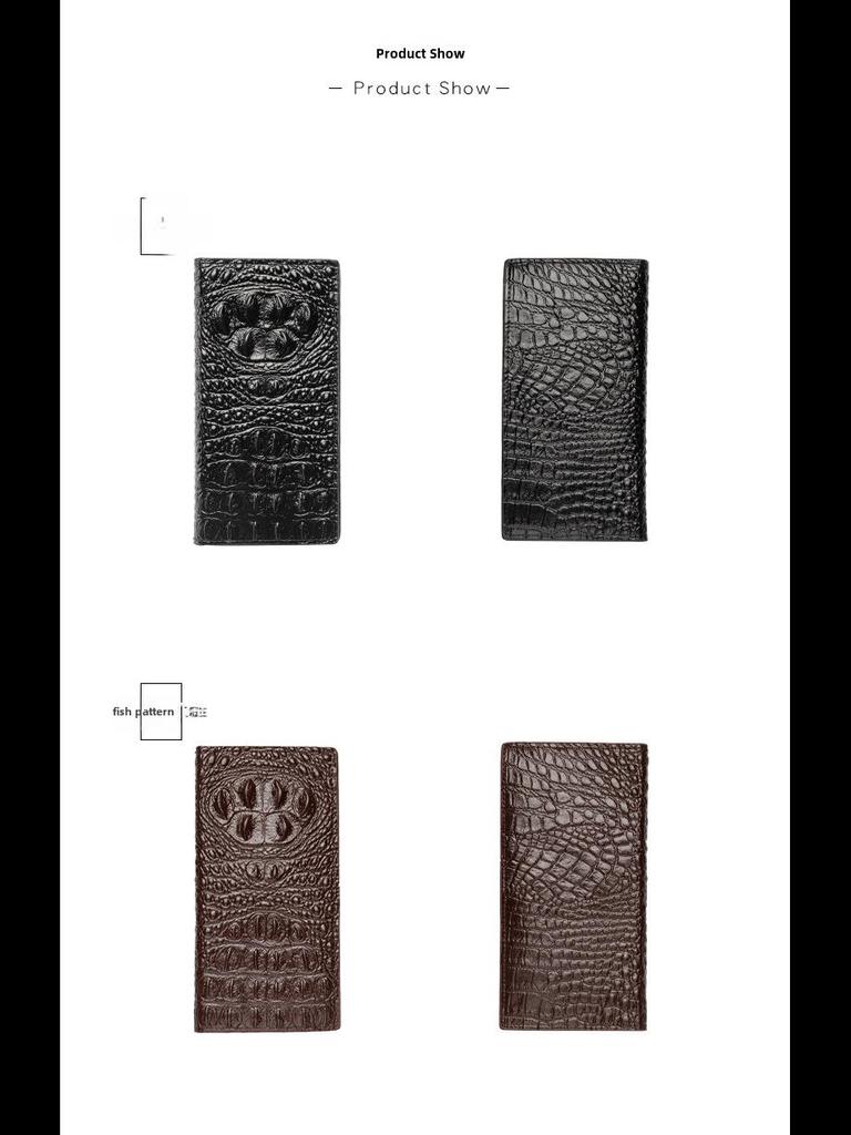 Men's Crocodile Pattern Long Wallet for US Dollar Bills, Customizable for Business Use