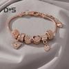 Women Bracelet Heart Shape Rhinestones Inlaid Bracelet with Adjustable Design No Fading Wear-Resistant Bracelet