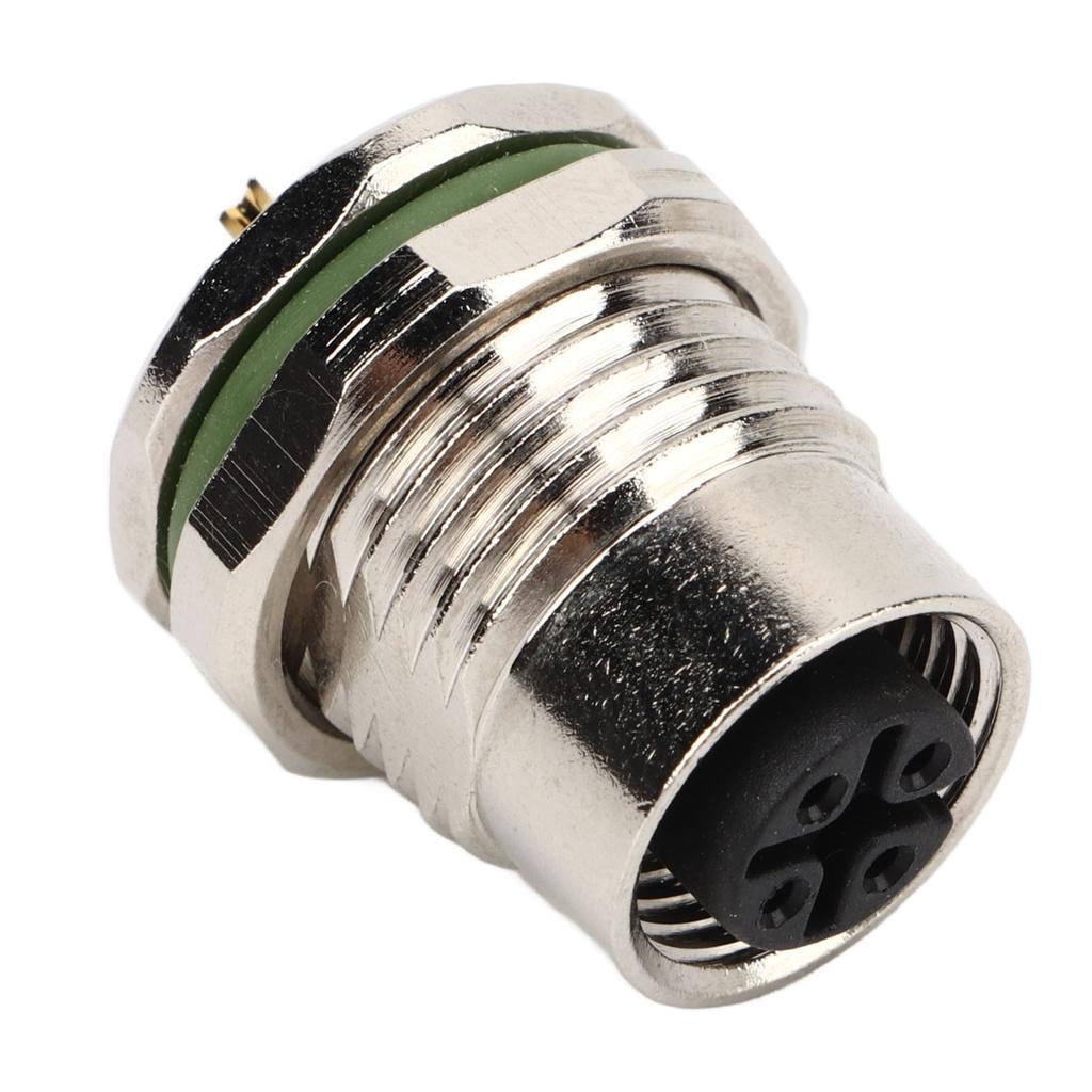 4 Pcs M12 Aviation 4 Core A Type Plug 4 Pins Female Panel Electronic Plug Socket Connector for Sensors Actuators