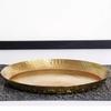 Vintage Engraving Hammer Texture Brass Coffee Cup Tray,Teacup Saucer Home Cheese 35 cm Fruit Plate,Snack Disc Table Decoration