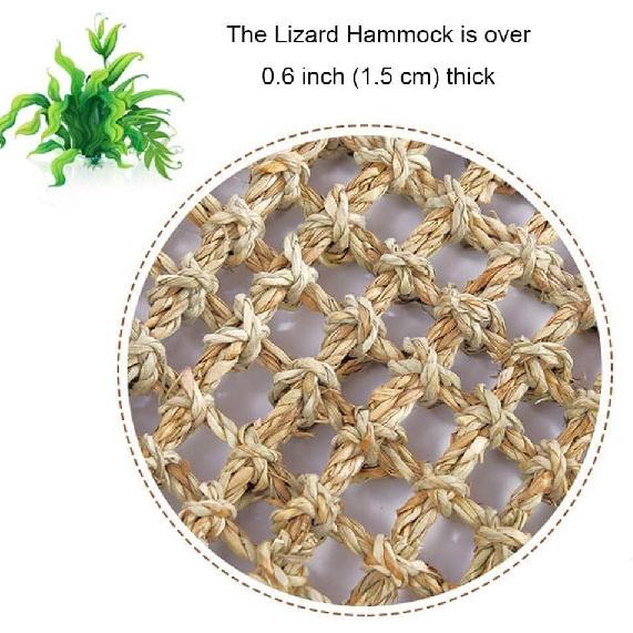 kathson Bearded Dragon Hammock, Natural Seagrass Reptile Hammock, Reptile Lounger Bearded Dragon Tank Accessories for Chameleons, Lizards, Geckos,