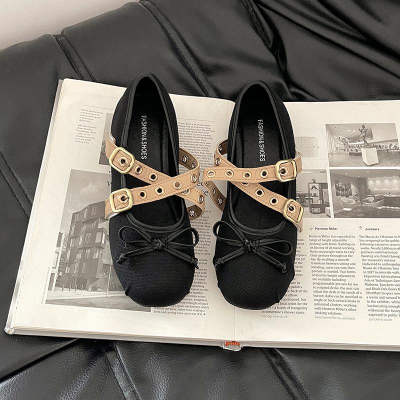 Retro cross metal buckle bar shoes, rare shoes, women's summer fashion versatile design sense, inner height increase with skirt shoes